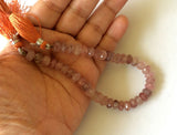 8-8.5mm Strawberry Quartz Faceted Rondelle Beads, Pink Strawberry Quartz Beads