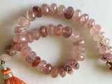 8-8.5mm Strawberry Quartz Faceted Rondelle Beads, Pink Strawberry Quartz Beads