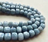 7-9mm Blue Opal Faceted Cube Beads, Blue Opal Faceted Box Beads, Blue Opal Cubes