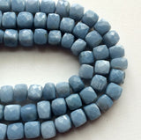 7-9mm Blue Opal Faceted Cube Beads, Blue Opal Faceted Box Beads, Blue Opal Cubes