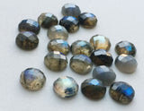 10mm Labradorite Rose Cut Round Flat Back Cabochons, Faceted Round Cabs