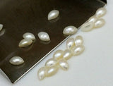 3x6mm Marquise Ivory Pearls Flat Back Cabochons, Natural Fresh Water Pearl