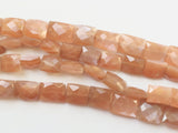 10-11 mm Peach Moonstone Beads, Peach Moonstone Faceted Chewing Gum Cut