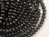 7-8mm Black Spinel Rondelle Beads, Black Spinel Faceted Rondelle Beads, Black