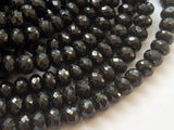 7-8mm Black Spinel Rondelle Beads, Black Spinel Faceted Rondelle Beads, Black