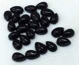 5x7mm-6x9mm Black Onyx Plain Pear Cabochon, Black Onyx Pear, Loose Black Onyx