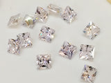 9mm Cubic Zirconia, Faceted Square Zircon, Pavilion Zirconia, Princess Cut