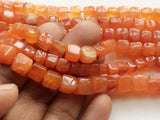 6-8 mm Carnelian Plain Box Cube Beads, Juicy Orange Carnelian Beads, Carnelian