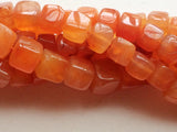 6-8 mm Carnelian Plain Box Cube Beads, Juicy Orange Carnelian Beads, Carnelian