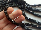 5-6 mm Black Spinel Square Heishi Cut Beads, Black Spinel Spacer Heishi Beads