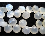 8 mm White Moonstone Faceted Heart Beads, White Moonstone Gemstone, White