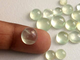 5-10mm Prehnite Plain Round Flat Back Cabochons, Round Cabochon For Jewelry