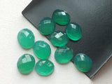 10x12mm Green Onyx Rose Cut Oval Cabochons, Green Onyx Faceted Cabochons