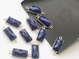 7x18.5 mm Lapis Lazuli Double Loop Connector 925 Silver Connector Rectangle