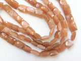 10-11 mm Peach Moonstone Beads, Peach Moonstone Faceted Chewing Gum Cut