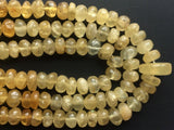 7-8mm Yellow Aquamarine Bead, Yellow Aqua Plain Rondelle Bead, 30 Pieces Natural