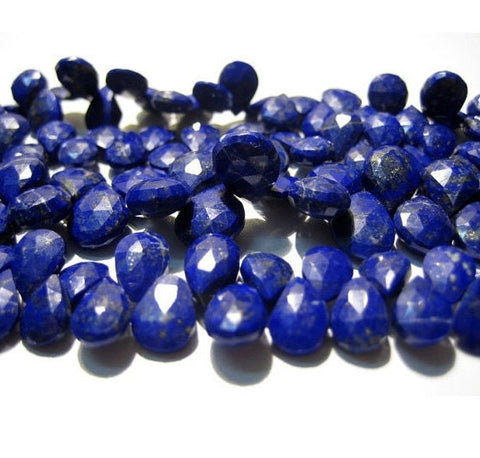 8x10 mm Lapis Lazuli Faceted Pear Shaped Briolettes Beads For Jewelry